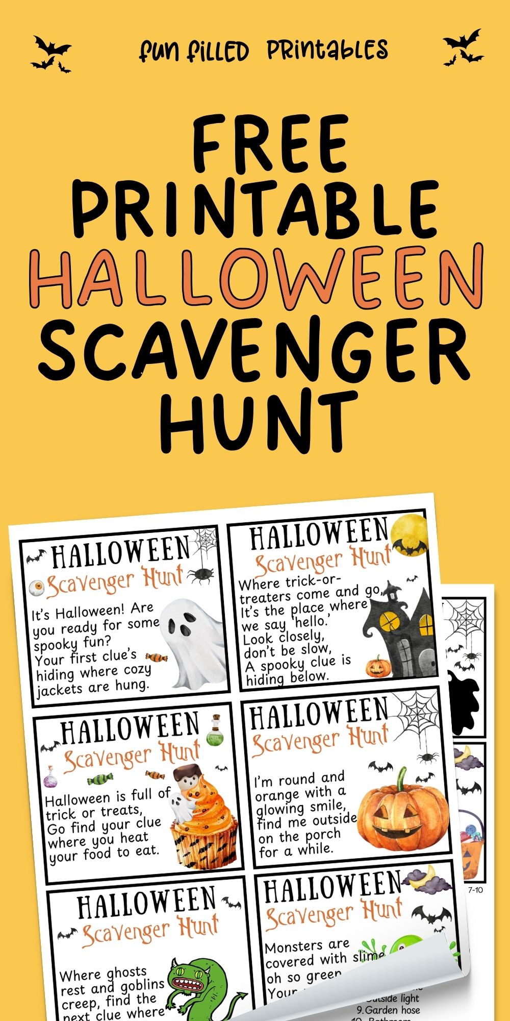 free printable halloween scavenger hunt clues