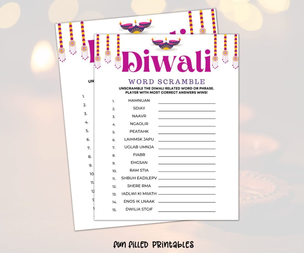 diwali party games diwal bingo