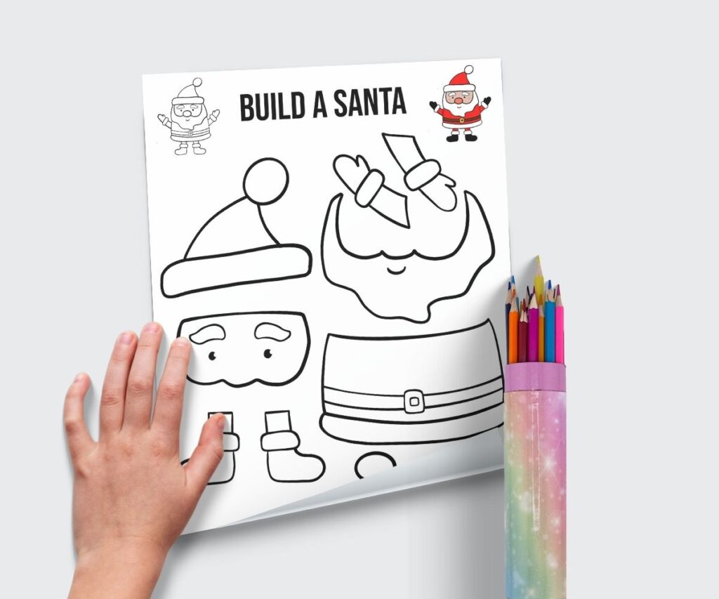 free build a SANTA printable free coloring page