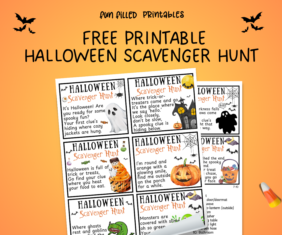 free printable halloween scavenger hunt clues