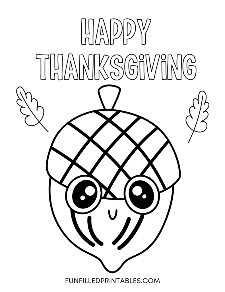 acorn happy thanks giving coloring page