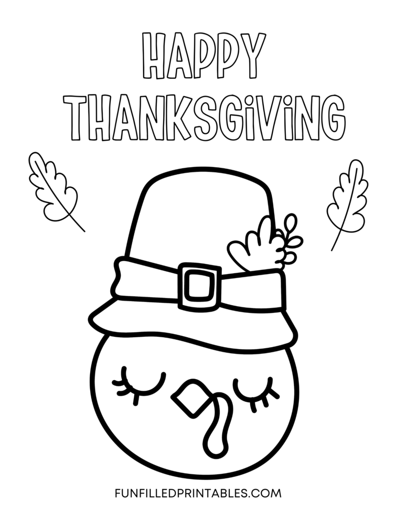 Free Printable Happy Thanksgiving coloring page turkey face