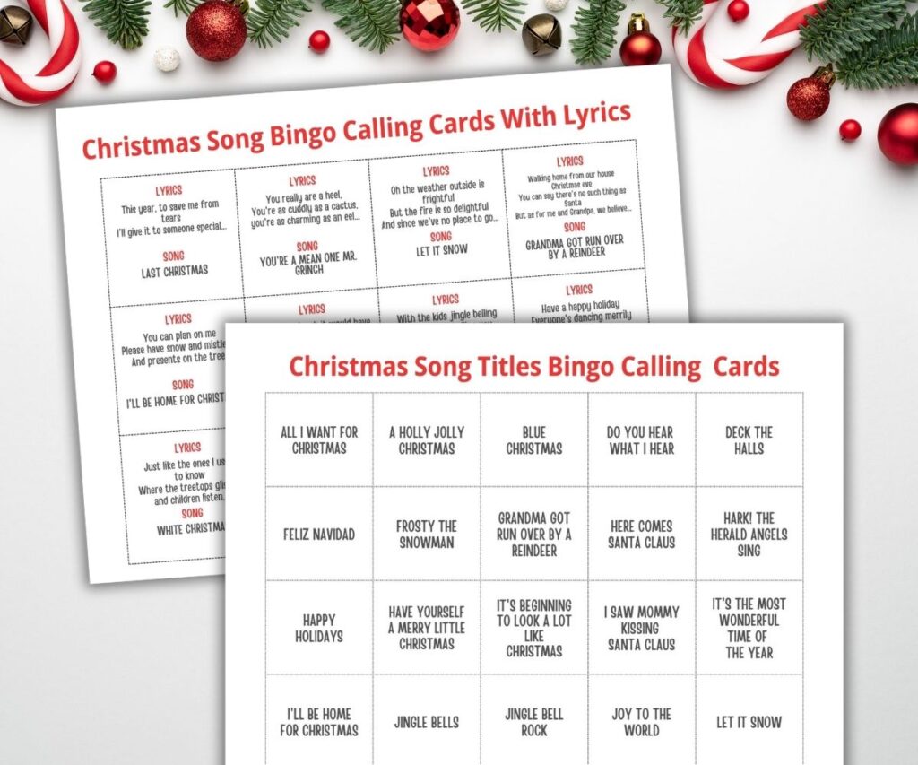 Christmas SONG bingo