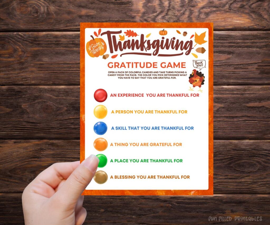 Thanksgiving Gratitude Game candy