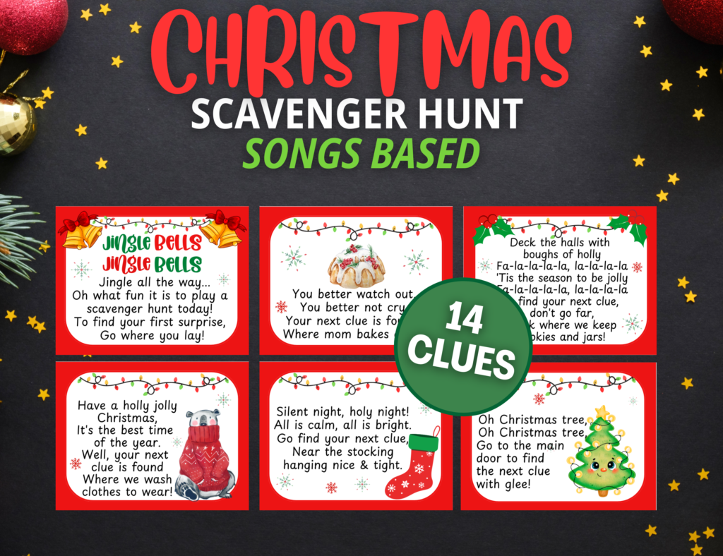 christmas scavenger hunt ideas songs based