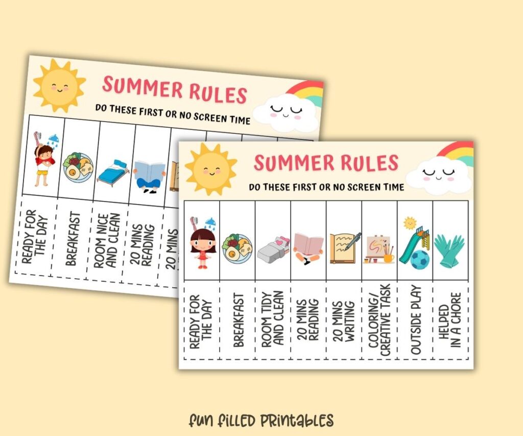 Summer Screen Time Rules Printable