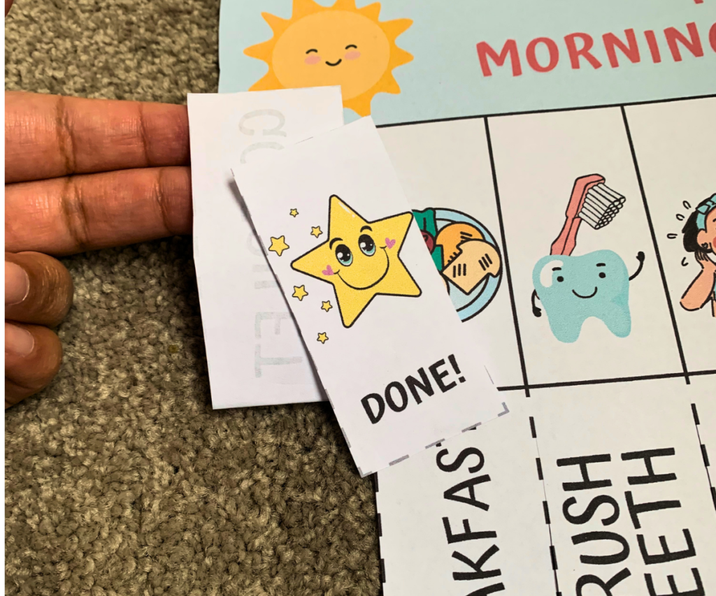 * DIY back to school visual schedule for toddlers and kids managing morning routines
