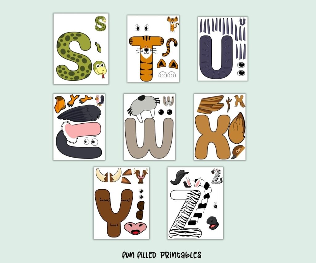 animal alphabet letter crafts free printables