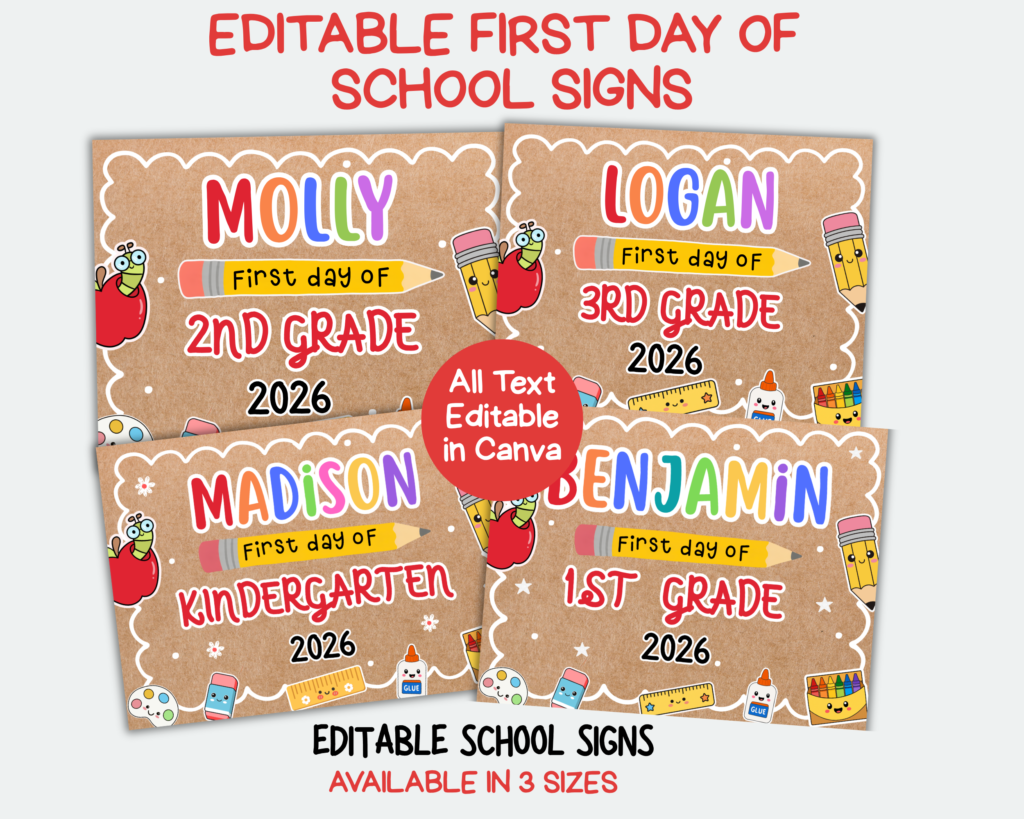 editable back to school sign