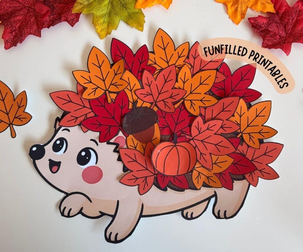 fall leaf hedgehog craft for kids