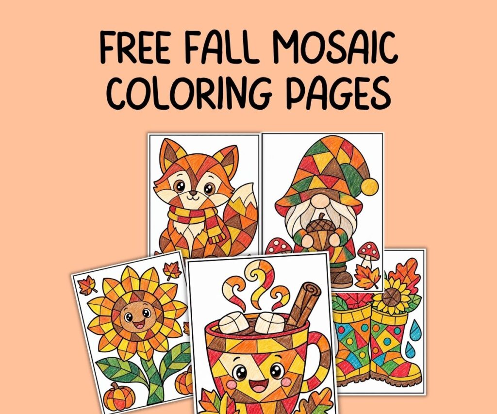 fall mosaic coloring pages for kids