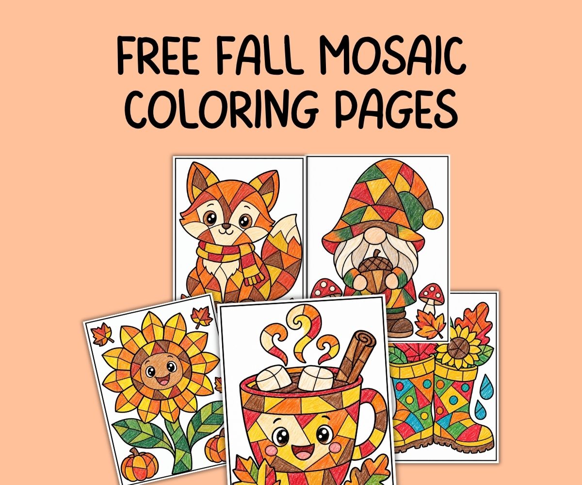 fall mosaic coloring pages for kids