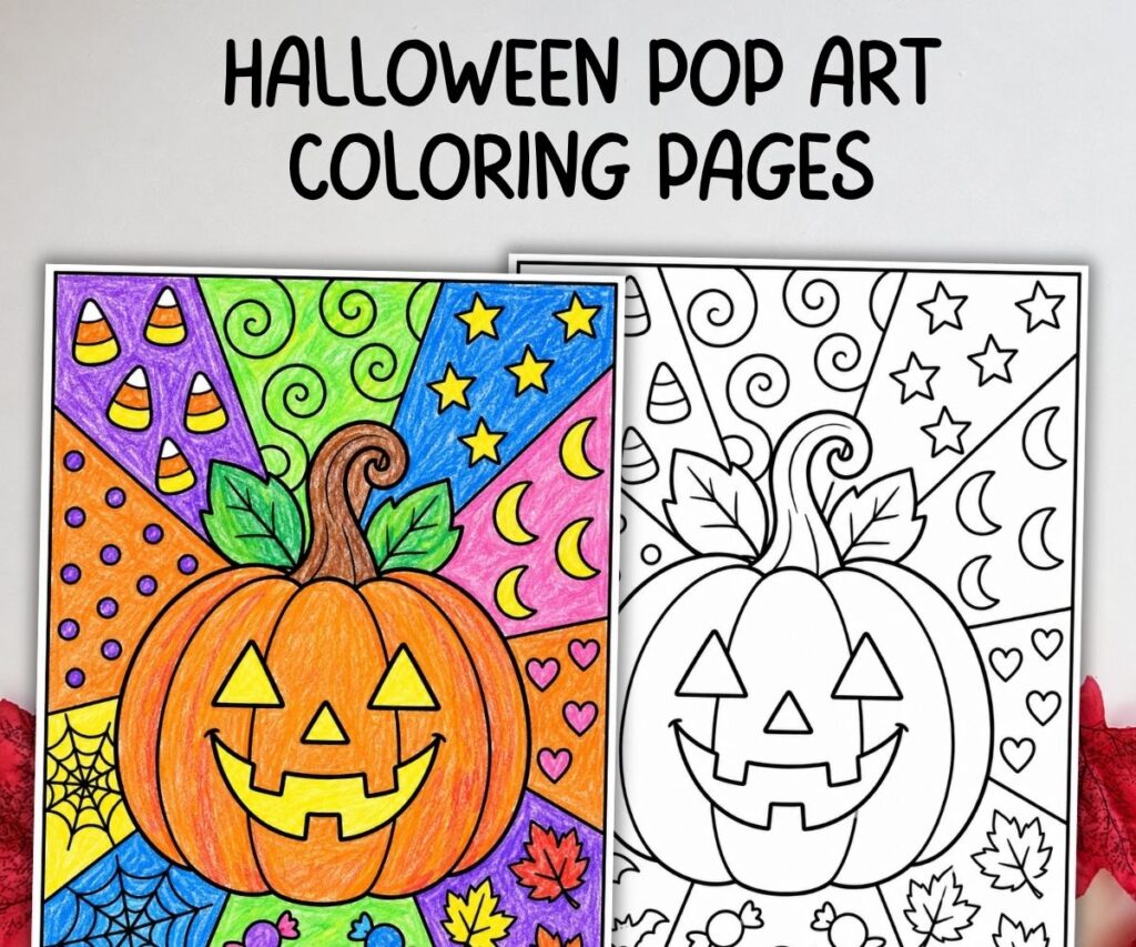 halloween pop art coloring pages