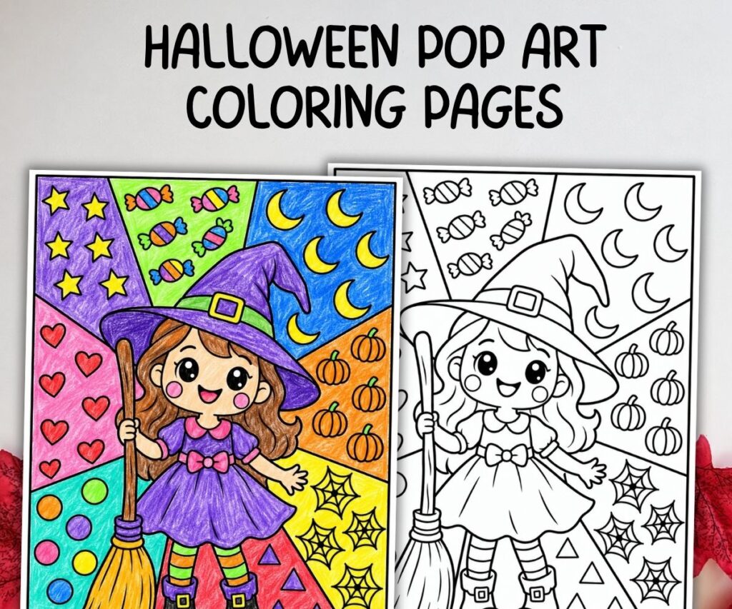 halloween pop art coloring pages