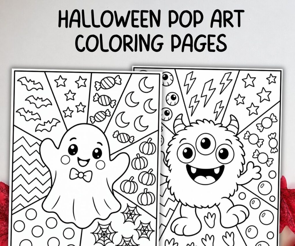 halloween pop art coloring pages
