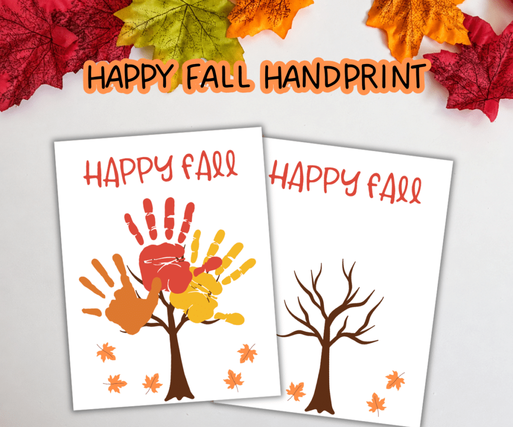 happy fall handprint tree template