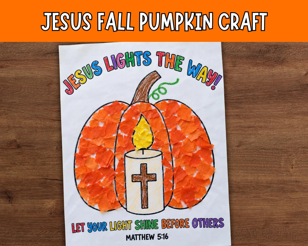 Jesus Lights the Way Torn Paper Pumpkin Craft