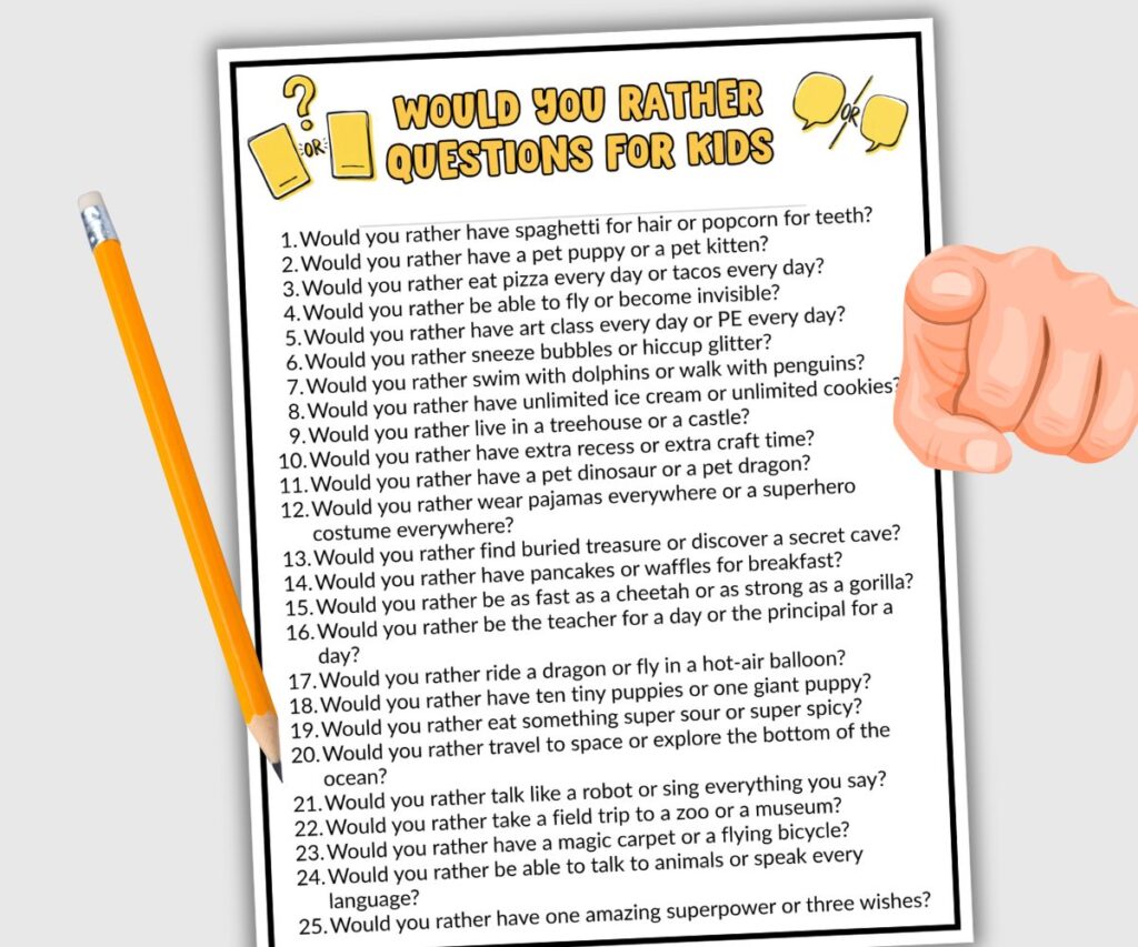 Would You Rather Questions For Kids + Printable