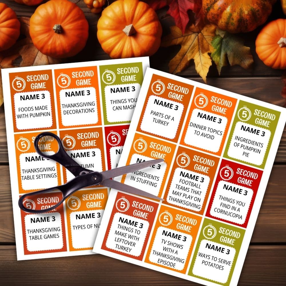 thanksgiving printable 5 second game